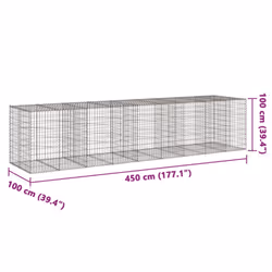 vidaXL Gabion Basket with Cover Gabion Raised Bed Gabion Cage Galvanised Iron - 450 x 100 x 100 cm - Additional view 6
