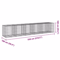 vidaXL Gabion Basket with Cover Gabion Raised Bed Gabion Cage Galvanised Iron - 550 x 100 x 100 cm - Additional view 3