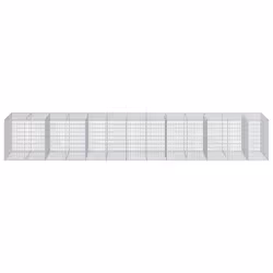 vidaXL Gabion Basket with Cover Gabion Raised Bed Gabion Cage Galvanised Iron - 650 x 100 x 100 cm - Additional view 2