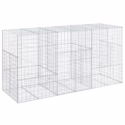 vidaXL Gabion Basket with Cover Gabion Raised Bed Gabion Cage Galvanised Iron - 300 x 100 x 150 cm - Additional view 4