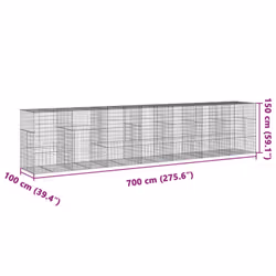 vidaXL Gabion Basket with Cover Gabion Raised Bed Gabion Cage Galvanised Iron - 700 x 100 x 150 cm - Additional view 3
