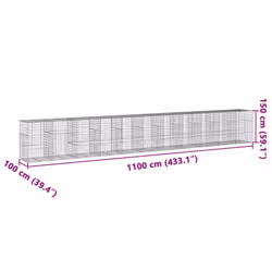 vidaXL Gabion Basket with Cover Gabion Raised Bed Gabion Cage Galvanised Iron - 1100 x 100 x 150 cm - Additional view 6