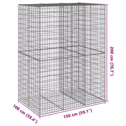 vidaXL Gabion Basket with Cover Gabion Raised Bed Gabion Cage Galvanised Iron - 150 x 100 x 200 cm - Additional view 6