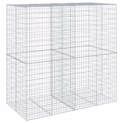 vidaXL Gabion Basket with Cover Gabion Raised Bed Gabion Cage Galvanised Iron - 200 x 100 x 200 cm - Additional view 4