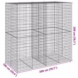 vidaXL Gabion Basket with Cover Gabion Raised Bed Gabion Cage Galvanised Iron - 200 x 100 x 200 cm - Additional view 6