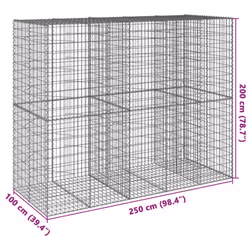 vidaXL Gabion Basket with Cover Gabion Raised Bed Gabion Cage Galvanised Iron - 250 x 100 x 200 cm - Additional view 6