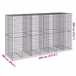 vidaXL Gabion Basket with Cover Gabion Raised Bed Gabion Cage Galvanised Iron - 350 x 100 x 200 cm - Additional view 6