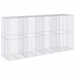vidaXL Gabion Basket with Cover Gabion Raised Bed Gabion Cage Galvanised Iron - 400 x 100 x 200 cm