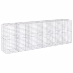 vidaXL Gabion Basket with Cover Gabion Raised Bed Gabion Cage Galvanised Iron - 600 x 100 x 200 cm