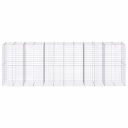 vidaXL Gabion Basket with Cover Gabion Raised Bed Gabion Cage Galvanised Iron - 600 x 100 x 200 cm