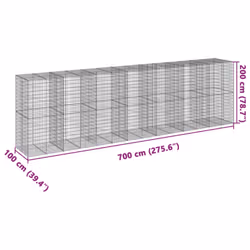 vidaXL Gabion Basket with Cover Gabion Raised Bed Gabion Cage Galvanised Iron - 700 x 100 x 200 cm