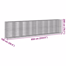 vidaXL Gabion Basket with Cover Gabion Raised Bed Gabion Cage Galvanised Iron - 850 x 100 x 200 cm - Additional view 6