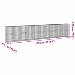 vidaXL Gabion Basket with Cover Gabion Raised Bed Gabion Cage Galvanised Iron - 1050 x 100 x 200 cm - Additional view 3