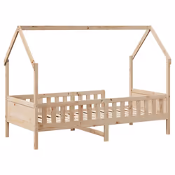 vidaXL Kids' House Bed Frame Toddler Bed Base Children's Bed Solid Wood Pine - brown, 90 x 200 cm - Additional view 5
