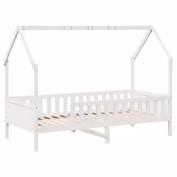 vidaXL Kids' House Bed Frame Toddler Bed Base Children's Bed Solid Wood Pine - white, 90 x 200 cm - Additional view 2