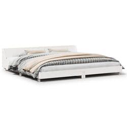 vidaXL Bed Frame with Headboard Wax Solid Wood Pine - white, 180 x 200 cm