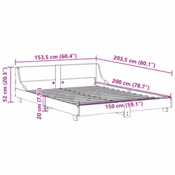 vidaXL Bed Frame with Headboard Wax Solid Wood Pine - white, 150 x 200 cm - Additional view 8