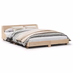 vidaXL Bed Frame with Headboard Wax Solid Wood Pine - natural, 140 x 200 cm