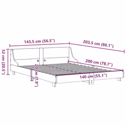 vidaXL Bed Frame with Headboard Wax Solid Wood Pine - natural, 140 x 200 cm