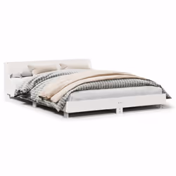 vidaXL Bed Frame with Headboard Wax Solid Wood Pine - white, 120 x 200 cm