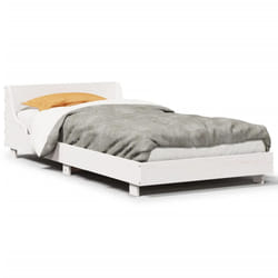 vidaXL Bed Frame with Headboard Wax Solid Wood Pine - white, 100 x 200 cm