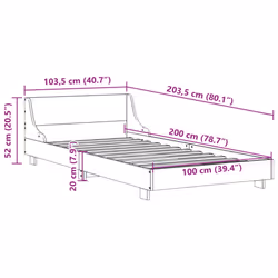 vidaXL Bed Frame with Headboard Wax Solid Wood Pine - white, 100 x 200 cm - Additional view 8