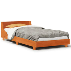 vidaXL Bed Frame with Headboard Wax Solid Wood Pine - wax brown, 100 x 200 cm