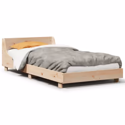 vidaXL Bed Frame with Headboard Wax Solid Wood Pine - natural, 90 x 200 cm