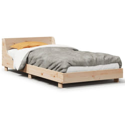 vidaXL Bed Frame with Headboard Wax Solid Wood Pine - natural, 90 x 200 cm