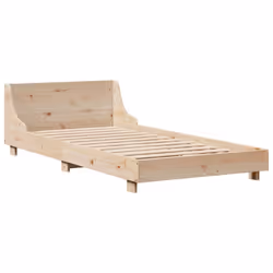 vidaXL Bed Frame with Headboard Wax Solid Wood Pine - natural, 90 x 200 cm