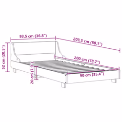 vidaXL Bed Frame with Headboard Wax Solid Wood Pine - natural, 90 x 200 cm