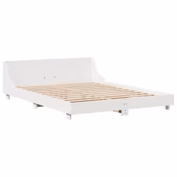 vidaXL Bed Frame with Headboard Wax Solid Wood Pine - white, 140 x 190 cm