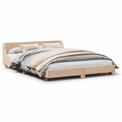 vidaXL Bed Frame with Headboard Wax Solid Wood Pine - natural, 135 x 190 cm