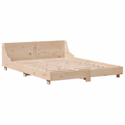 vidaXL Bed Frame with Headboard Wax Solid Wood Pine - natural, 135 x 190 cm