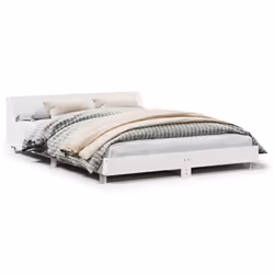 vidaXL Bed Frame with Headboard Wax Solid Wood Pine - white, 135 x 190 cm