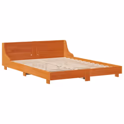 vidaXL Bed Frame with Headboard Wax Solid Wood Pine - wax brown, 135 x 190 cm