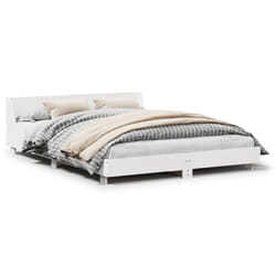 vidaXL Bed Frame with Headboard Wax Solid Wood Pine - white, 120 x 190 cm