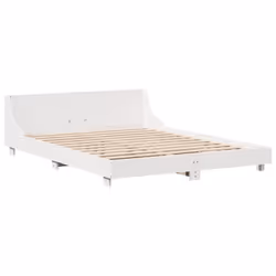 vidaXL Bed Frame with Headboard Wax Solid Wood Pine - white, 120 x 190 cm