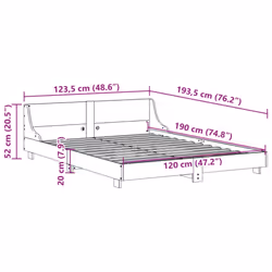 vidaXL Bed Frame with Headboard Wax Solid Wood Pine - wax brown, 120 x 190 cm