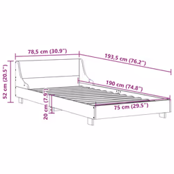 vidaXL Bed Frame with Headboard Wax Solid Wood Pine - white, 75 x 190 cm - Additional view 8