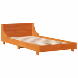 vidaXL Bed Frame with Headboard Wax Solid Wood Pine - wax brown, 75 x 190 cm