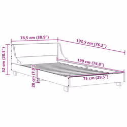 vidaXL Bed Frame with Headboard Wax Solid Wood Pine - wax brown, 75 x 190 cm