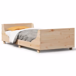 vidaXL Bed Frame with Headboard Bed Base Bedstead 100x200 cm Solid Wood Pine