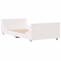 vidaXL Bed Frame with Headboard Home Bed Base White 100x200 cm Solid Wood Pine