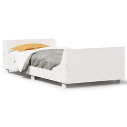 vidaXL Bed Frame with Headboard Home Bed Base White 140x200 cm Solid Wood Pine - white, 90 x 200 cm