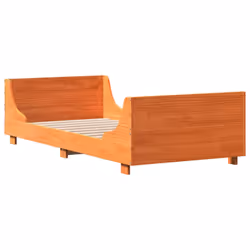 vidaXL Bed Frame with Headboard Home Bed Base White 140x200 cm Solid Wood Pine - wax brown, 90 x 200 cm