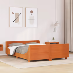 vidaXL Bed Frame with Headboard Bed Wax Brown Small Double Solid Wood Pine
