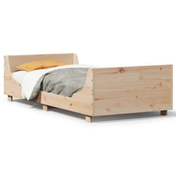 vidaXL Bed Frame with Headboard Home Bed Base White 140x200 cm Solid Wood Pine - natural, 90 x 190 cm