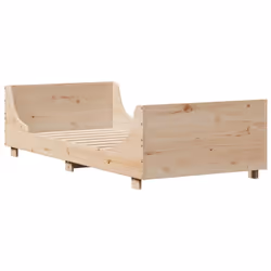 vidaXL Bed Frame with Headboard Home Bed Base White 140x200 cm Solid Wood Pine - natural, 90 x 190 cm