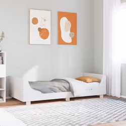 vidaXL Bed Frame with Headboard Bed White 90x190 cm Single Solid Wood Pine
